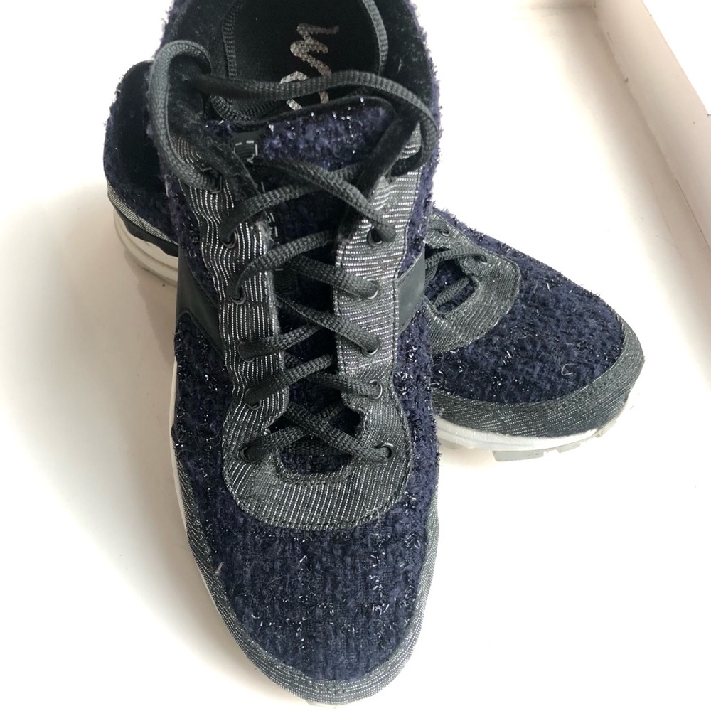Sam Edelman Navy Tweed Sparkle Sneakers 9.5